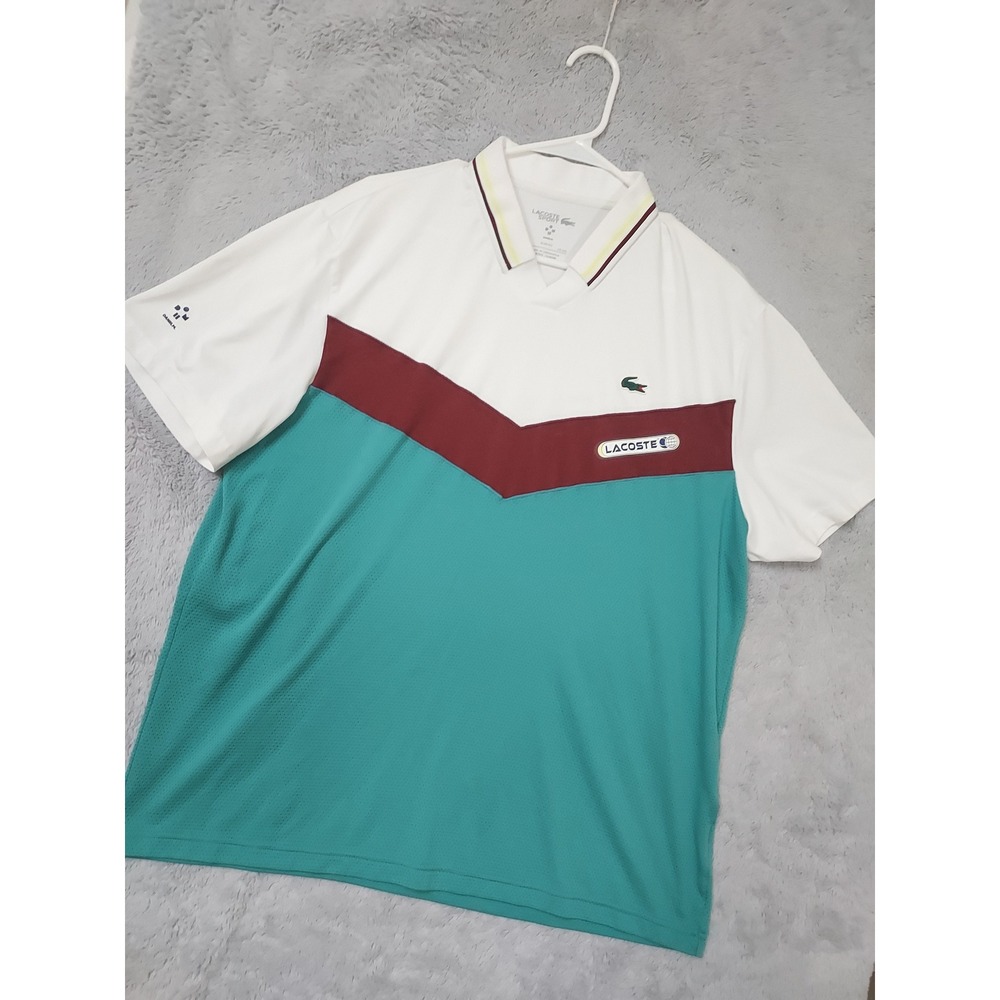 Lacoste Polo Shirt Mens XXL 2XL Daniil Medvedev Slim Sport Ultra Dry Colorblock